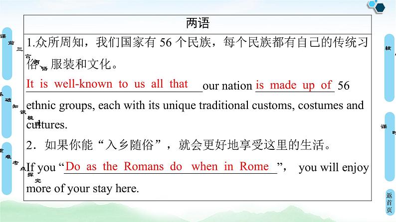 2022版高考英语(外研版)一轮复习课件:选修7 Module 5 Ethnic Culture第4页