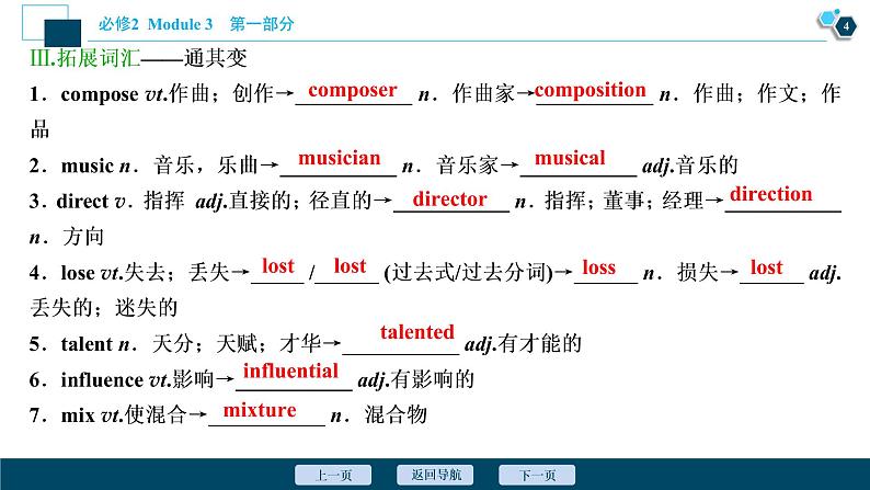 2022版高考英语(外研版)一轮复习课件:必修2 3 Module 3 Music第5页