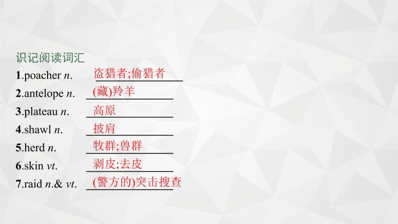 （新高考）2022届高中英语外研版一轮复习 必修5 必备预习案Module 6 Animals in Danger 精品课件04