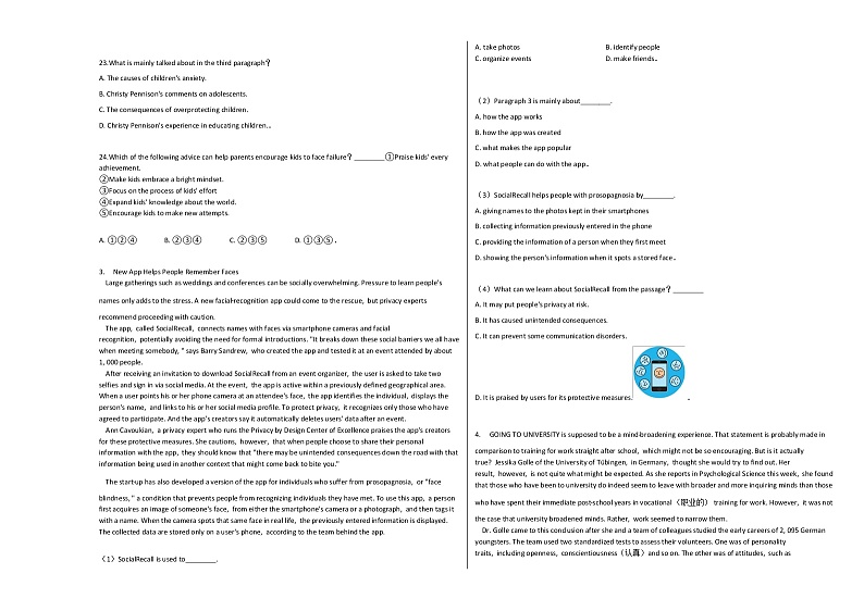 2020-2021学年内蒙古乌兰察布市(西校区)高三(上)期中英语试卷人教版02