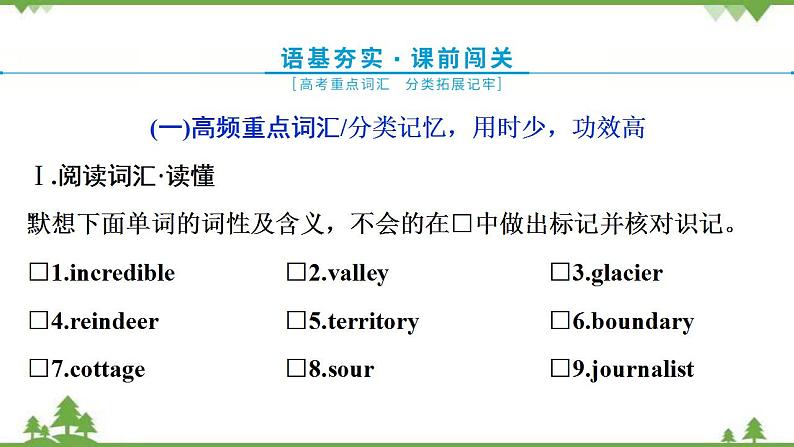 新教材2022新高考英语人教版一轮总复习课件:选择性必修第一册+UNIT+3 FASCINATING+PARKS03
