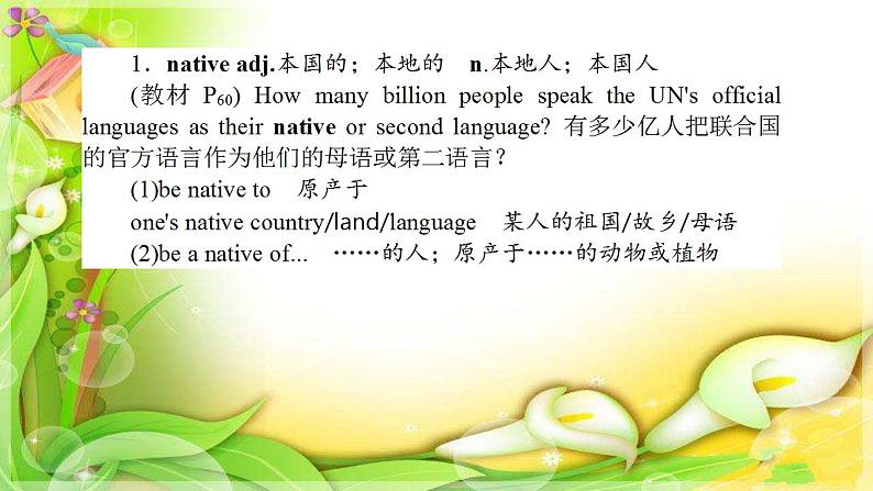 2020-2021学年高中英语 新人教版必修第一册 Unit 5 Languages around the world 词汇讲解课件(共42张PPT)第2页