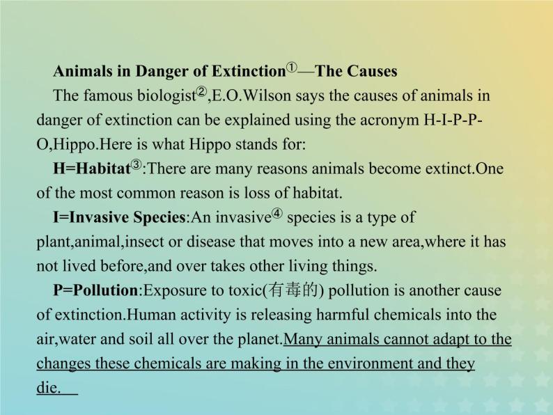 高中英语Unit4WildlifeprotectionSectionⅠWarmingUpPre_readingReading&Comprehen课件新人教版必修203