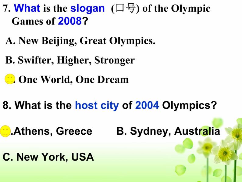 人教版高中英语必修二课件Unit 2 ：The olympic games（共35张ppt）06