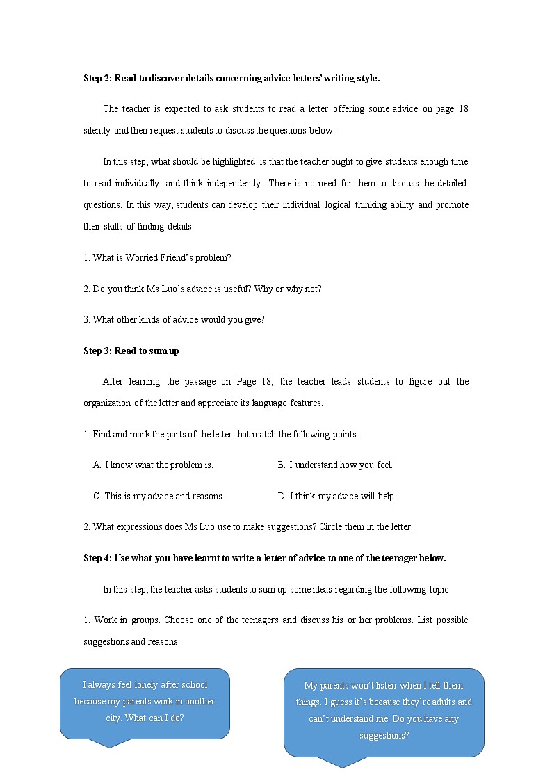 2020-2021学年新人教版 高中英语必修一 Unit1 Teenage Life Period4 Reading for Writing 教案第2页