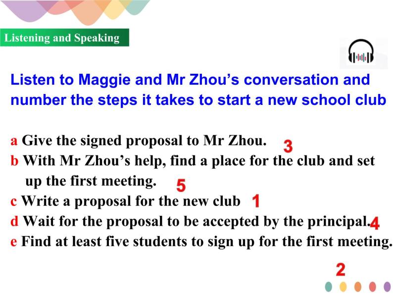 Unit 1 Back to school Period 7 Integrated skills -proposal for a student club-【新教材】牛津译林版高中英语新教材同步备课(必修第一册)课件PPT07