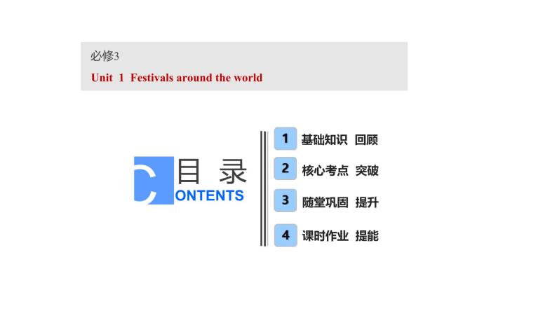 高考英语实用复习话题4必修三Unit1 Festivals around the world课件PPT01