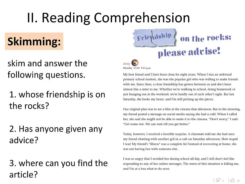 Unit3 Getting along with others Period2 Reading-Friendships on the rocks- 【新教材】牛津译林版高中英语新教材同步备课(必修第一册)课件PPT07
