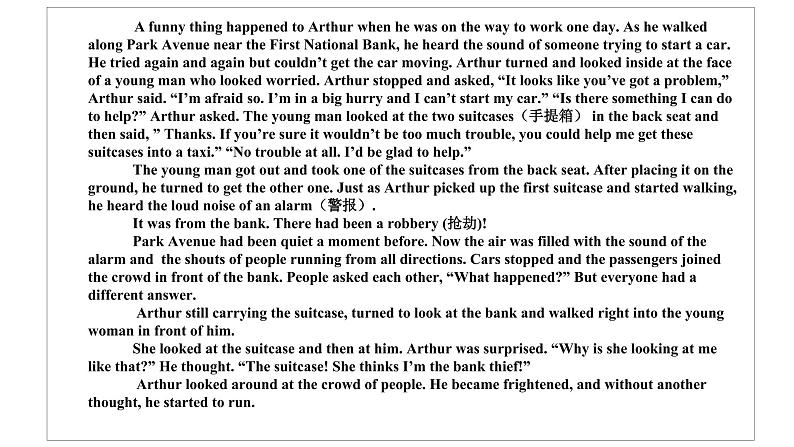 高中英语 读后续写讲解 A funny story 课件02