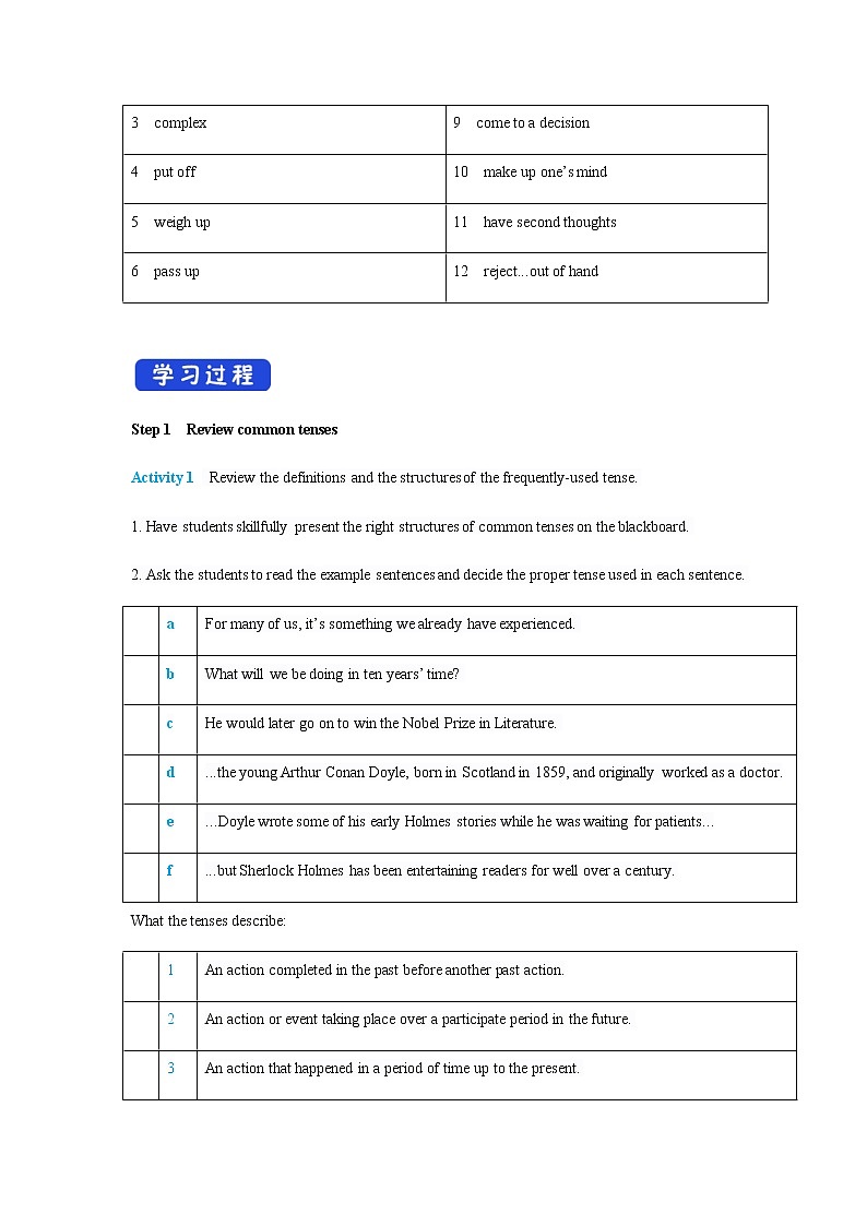 Unit 1 Looking forwards Period 2 Using languages 学案02