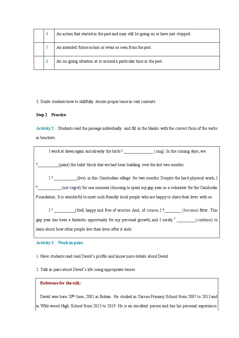 Unit 1 Looking forwards Period 2 Using languages 学案03