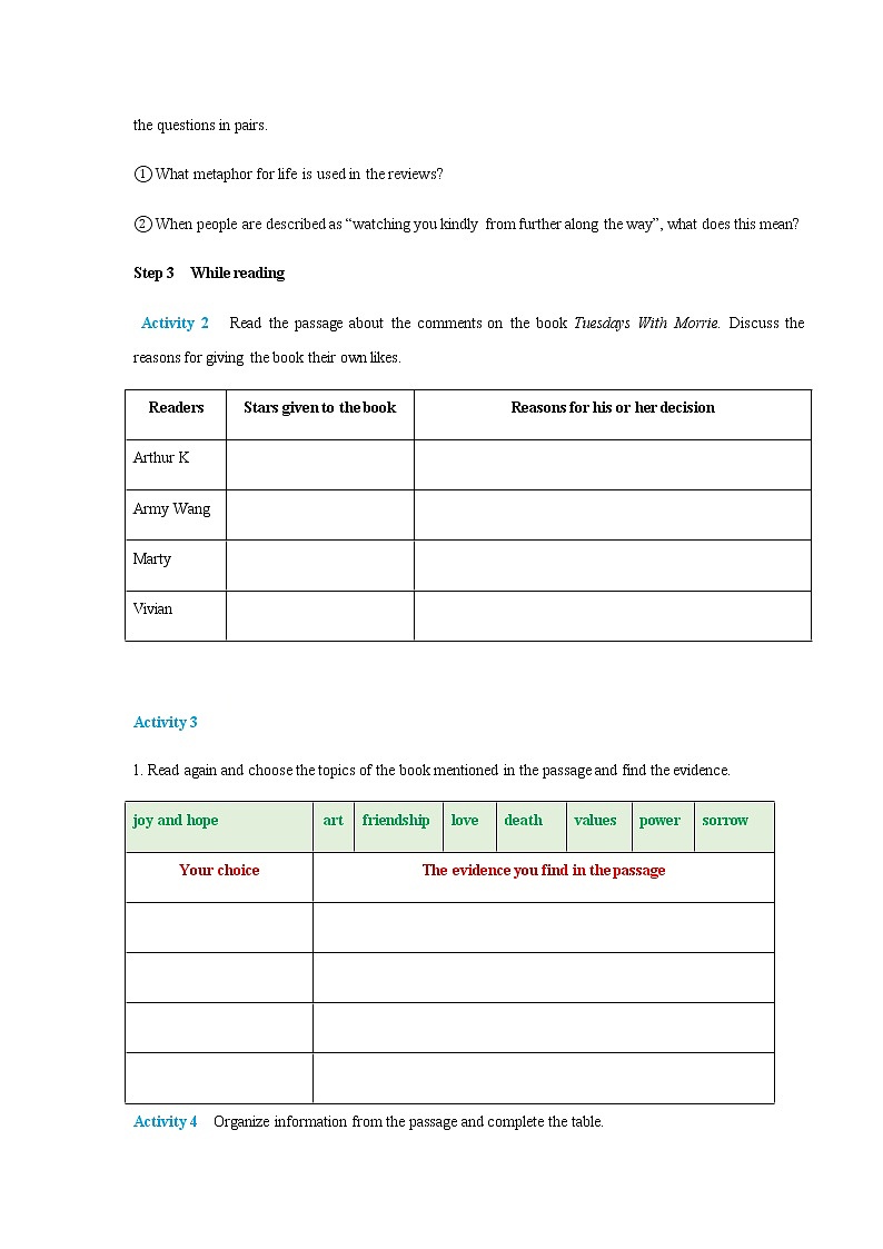 Unit 2 Lessons in life Period 1 Starting out and understanding ideas 教学设计03