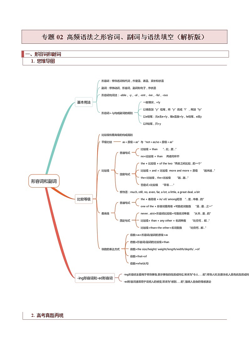 专题02 高频语法之形容词、副词与语法填空(解析版)第1页