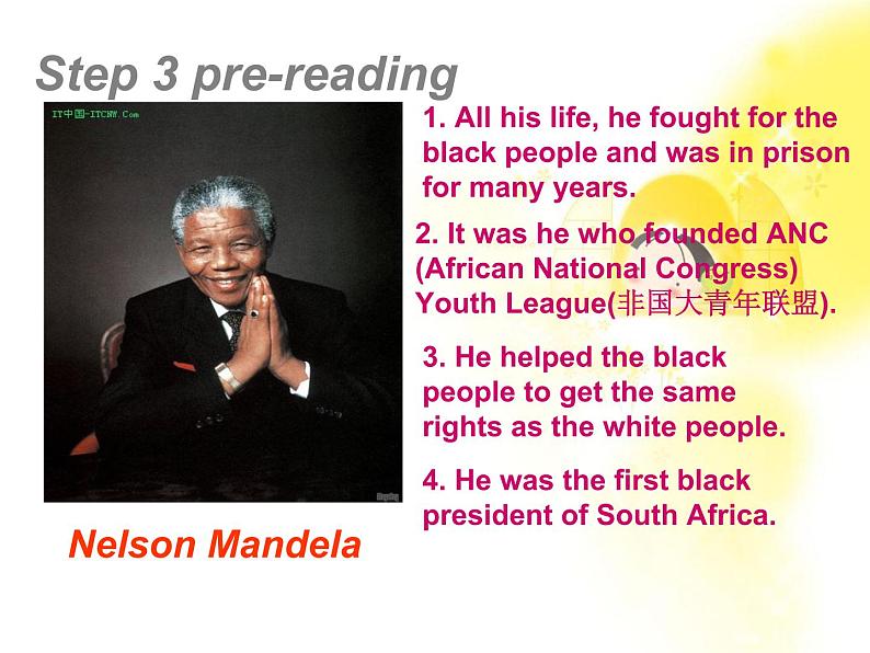 山东省菏泽一中高一英语人教版必修1《Unit 5 Nelson Mandela-a modern hero》课件(1)07