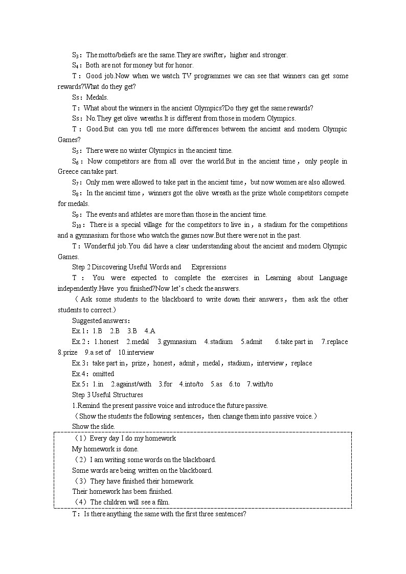 高中英语精选优秀教案人教版必修2《Unit2 The Olympic Games》Period2 Learning about Language第2页
