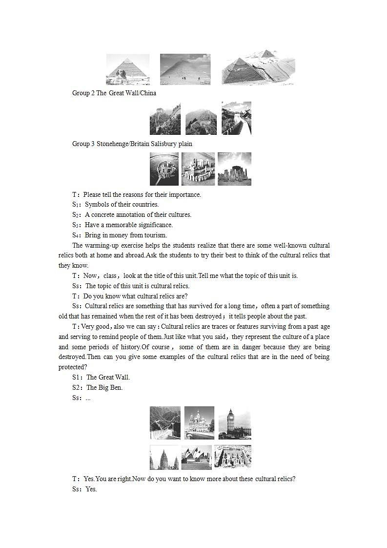 英语人教版必修二Unit1《Cultural relics》教案Period1 Reading02