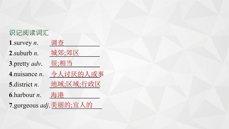(新高考)2022届高中英语外研版一轮复习 必修1 必备预习案 Module 4 A Social Survey—My Neighbourhood 精品课件第4页