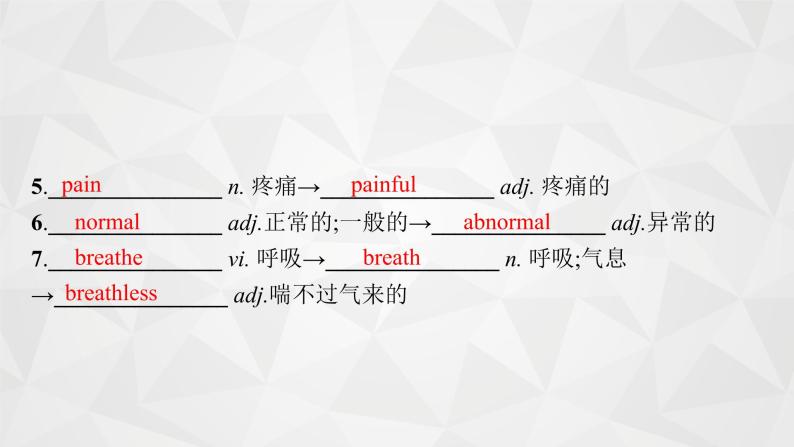 （新高考）2022届高中英语外研版一轮复习 必修2 必备预习案 Module 1 Our Body and Healthy Habits 精品课件06