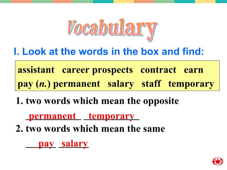 Module 2 A Job Worth DoingVocabulary, Listening and Speaking, Everyday English PPT课件05