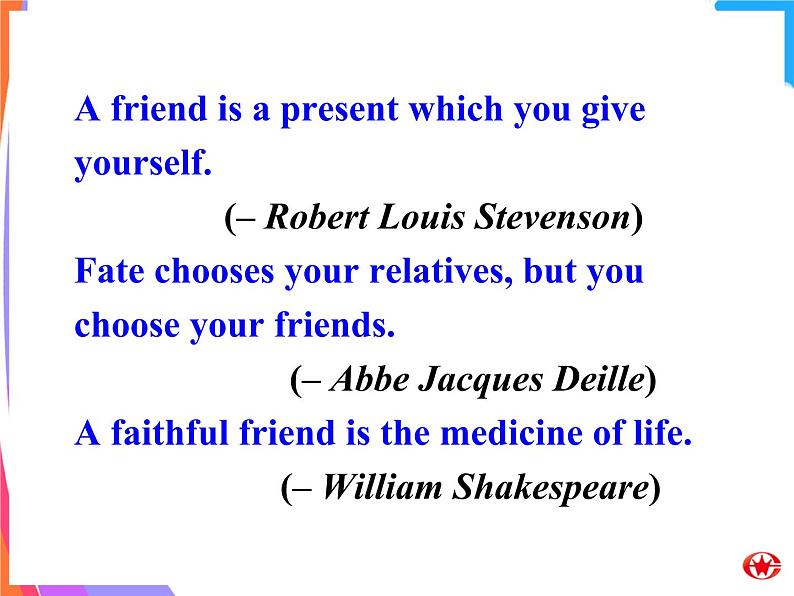 外研版英语 选修6 Module 3 Interpersonal Relationships-Friendship Introduction, Reading and Vocabulary PPT课件07