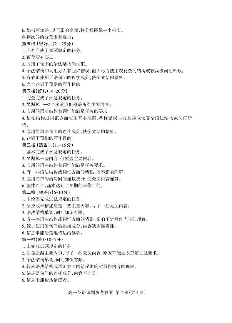 山东省泰安市2021-2022学年高一上学期期末考试英语PDF版含答案02