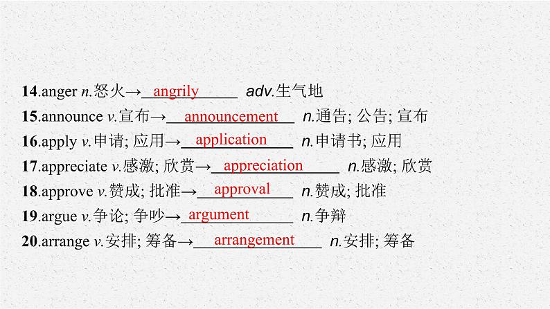 人教版新高考英语二轮复习课件 背词形转换核心词汇第4页