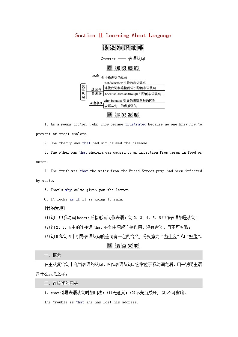 2021_2022学年新教材高中英语UNIT1SCIENCEANDSCIENTISTSSectionⅡLearningAboutLanguage学案新人教版选择性必修第二册第1页