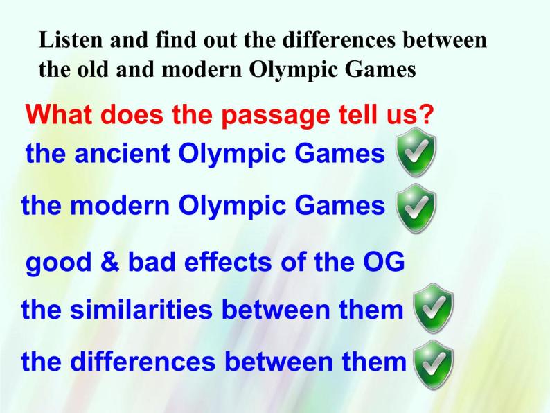 人教新课标必修2  Unit2 The Olympic Games  Warming up pre reading comprehending 课件04