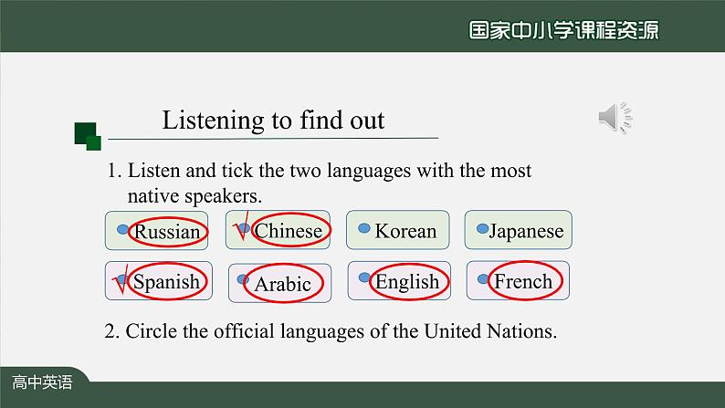 5.1高一【英语(人教版)】Unit5 Languages around the World Listening and Speaking-课件07