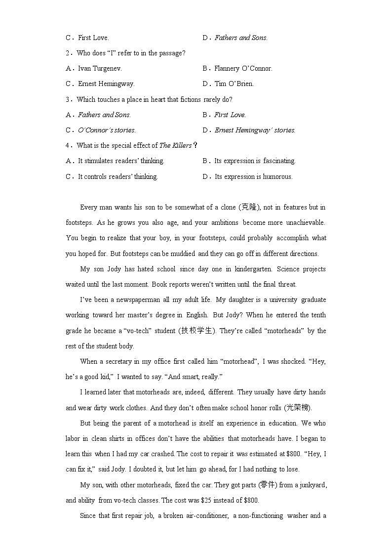 黑龙江省哈尔滨市第三中学2021-2022学年高二上学期期末考试英语试题02