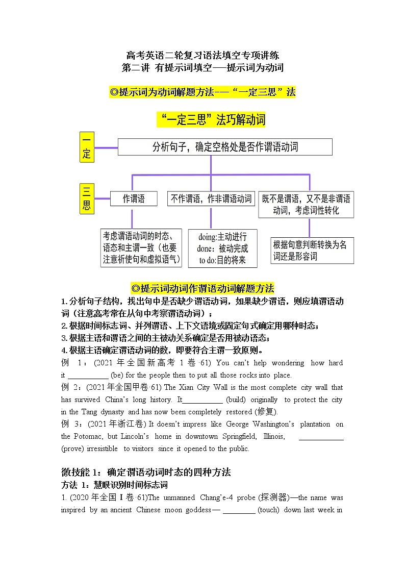 第2讲+有提示词填空+提示词为动词+2022届高考英语二轮复习+语法填空专项精准讲练讲义第1页