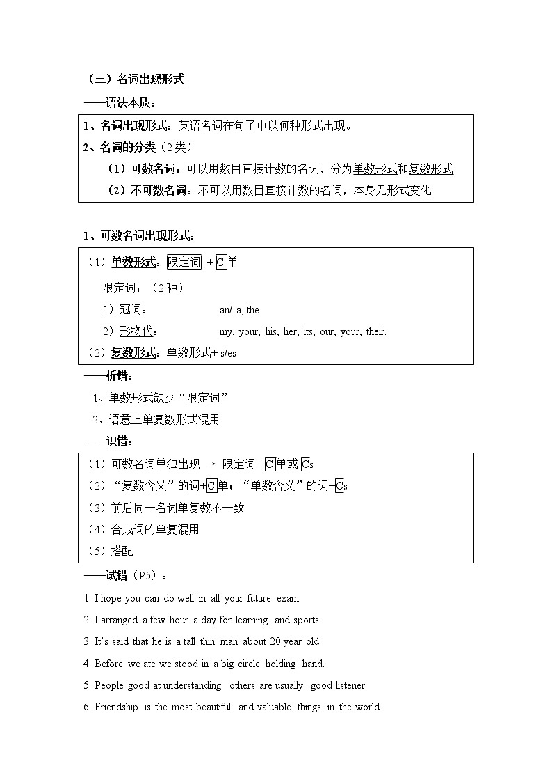第3部分——名词-2022届高考英语短文改错题型攻克第1页
