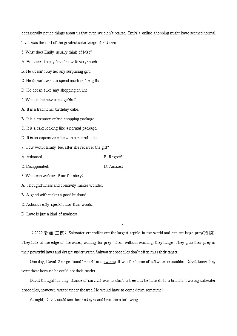 跟踪练02 阅读理解记叙文30篇2(原卷版)-冲刺2022年高考英语之名校阅读理解试题跟踪练(通用版)第3页