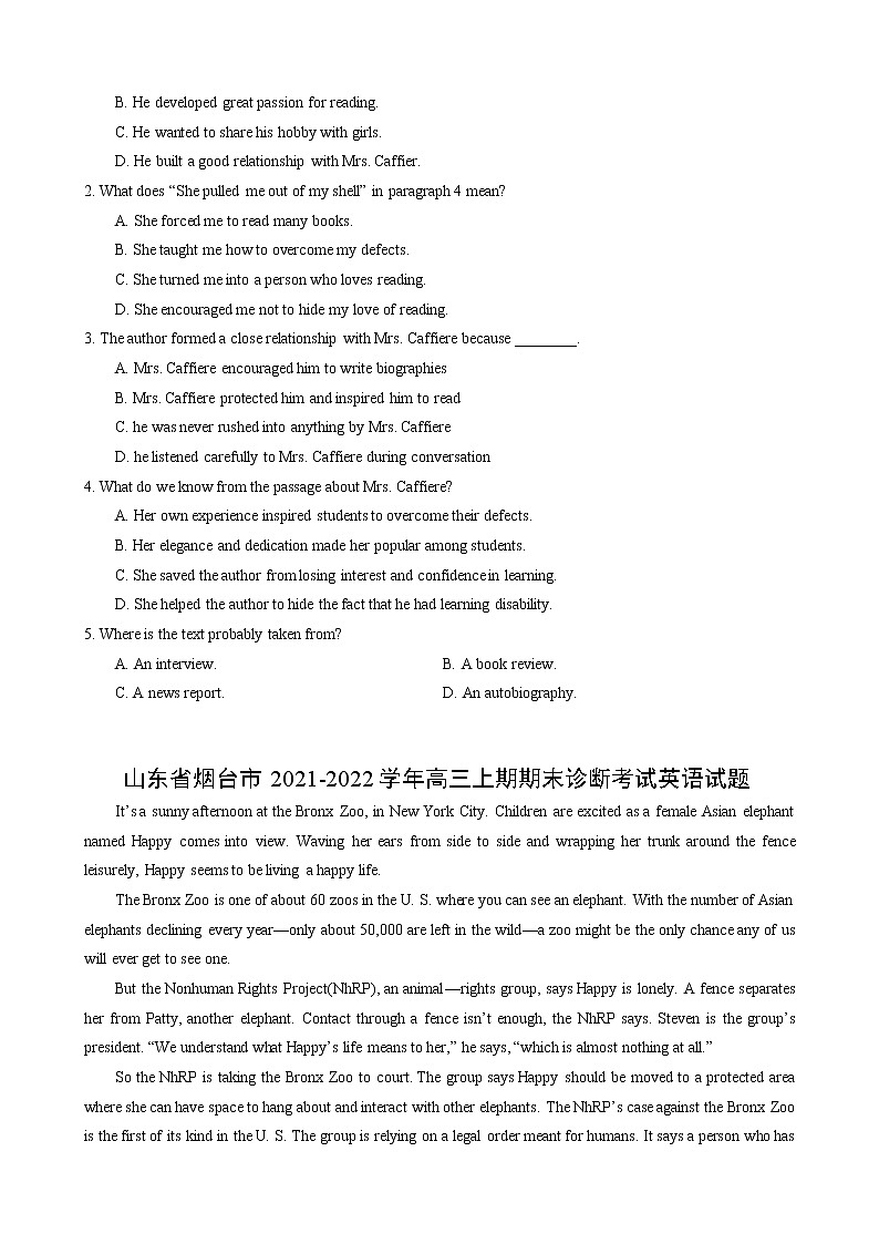 专题02(阅读理解之记叙文) 期终专辑原卷版 2022届高三英语百所名校好题分类快递(1月)第3页