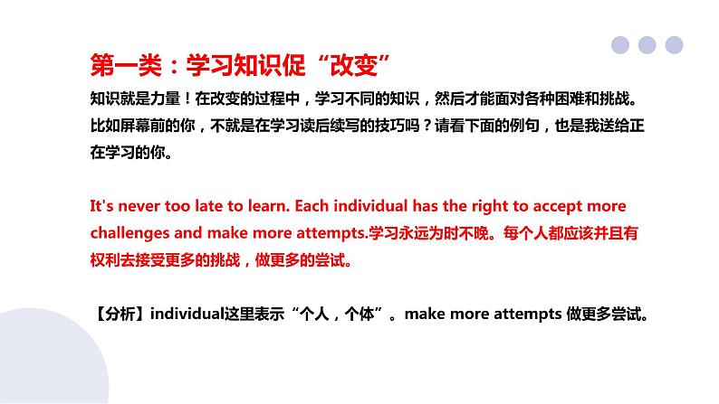 04 读后续写:万能升华主旨句2-成长型(PPT课件版)-2022年高考英语读后续写专项技巧训练第3页