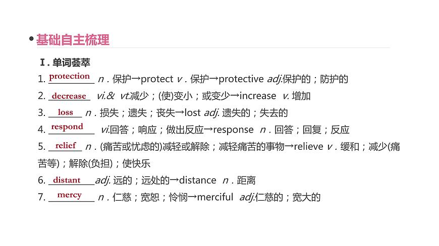 高考英語(yǔ)一輪復(fù)習(xí)2 Unit 4 Wildlife Protection課件第7頁(yè)