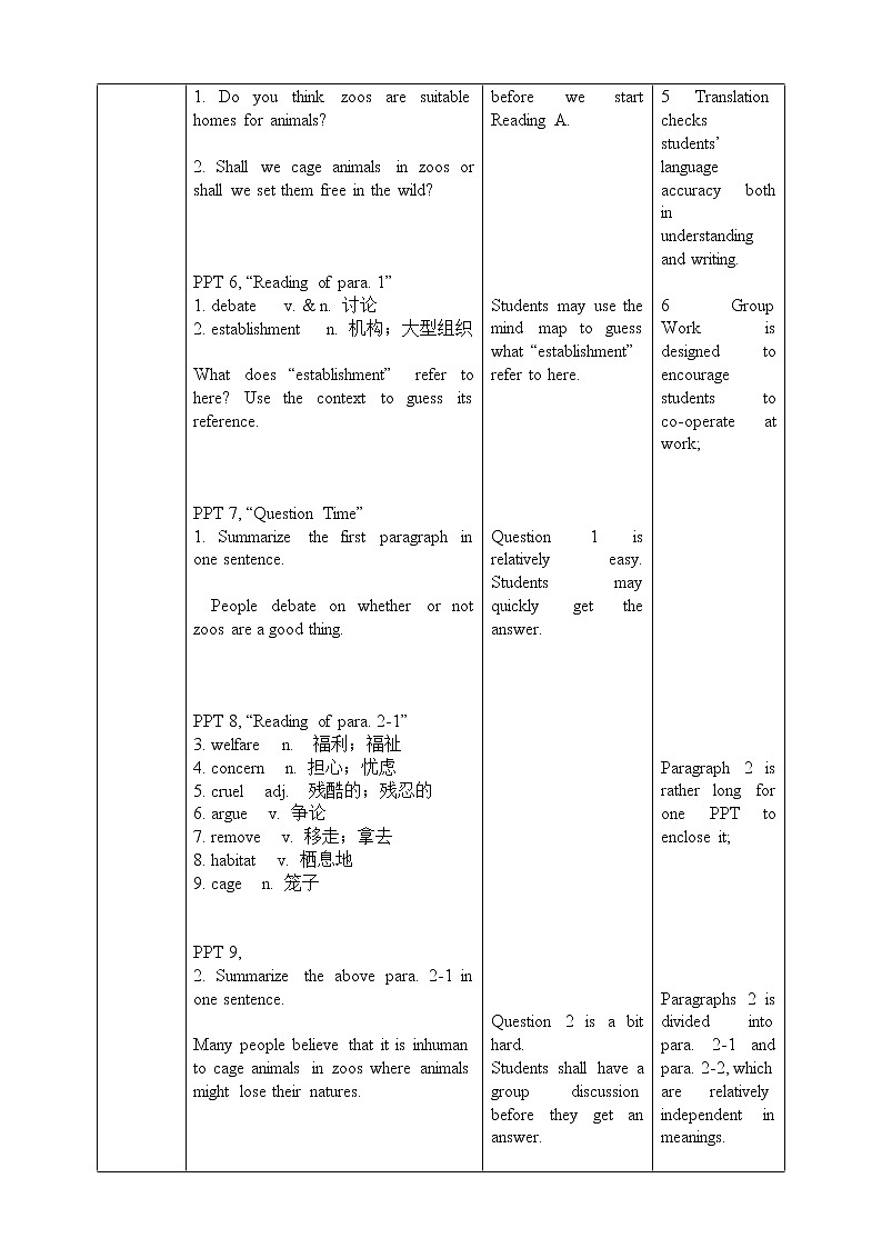 上外版2020高中英语必修二Unit 2 Animals Period 1 Reading A教案03
