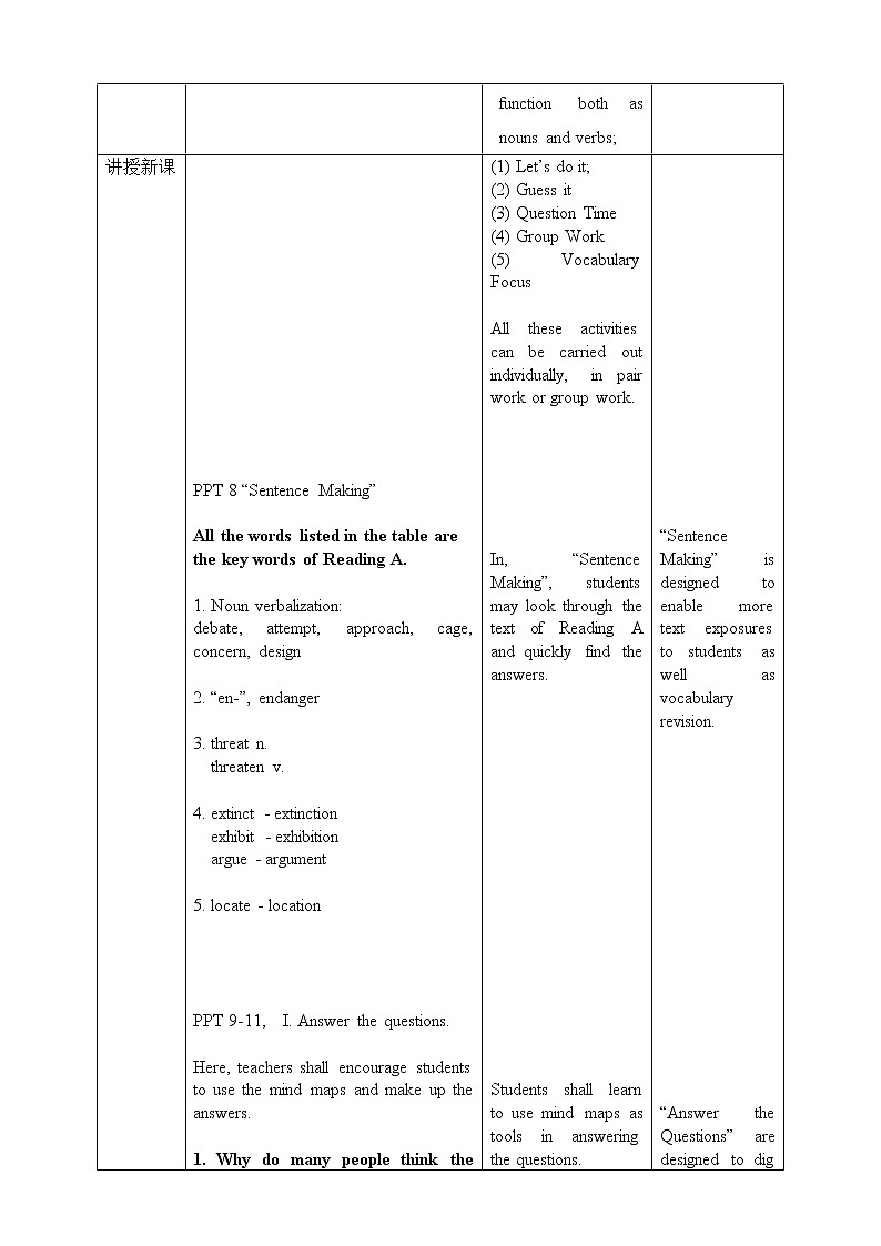 上外版2020高中英语必修二unit 2 animals period 2教案第2页