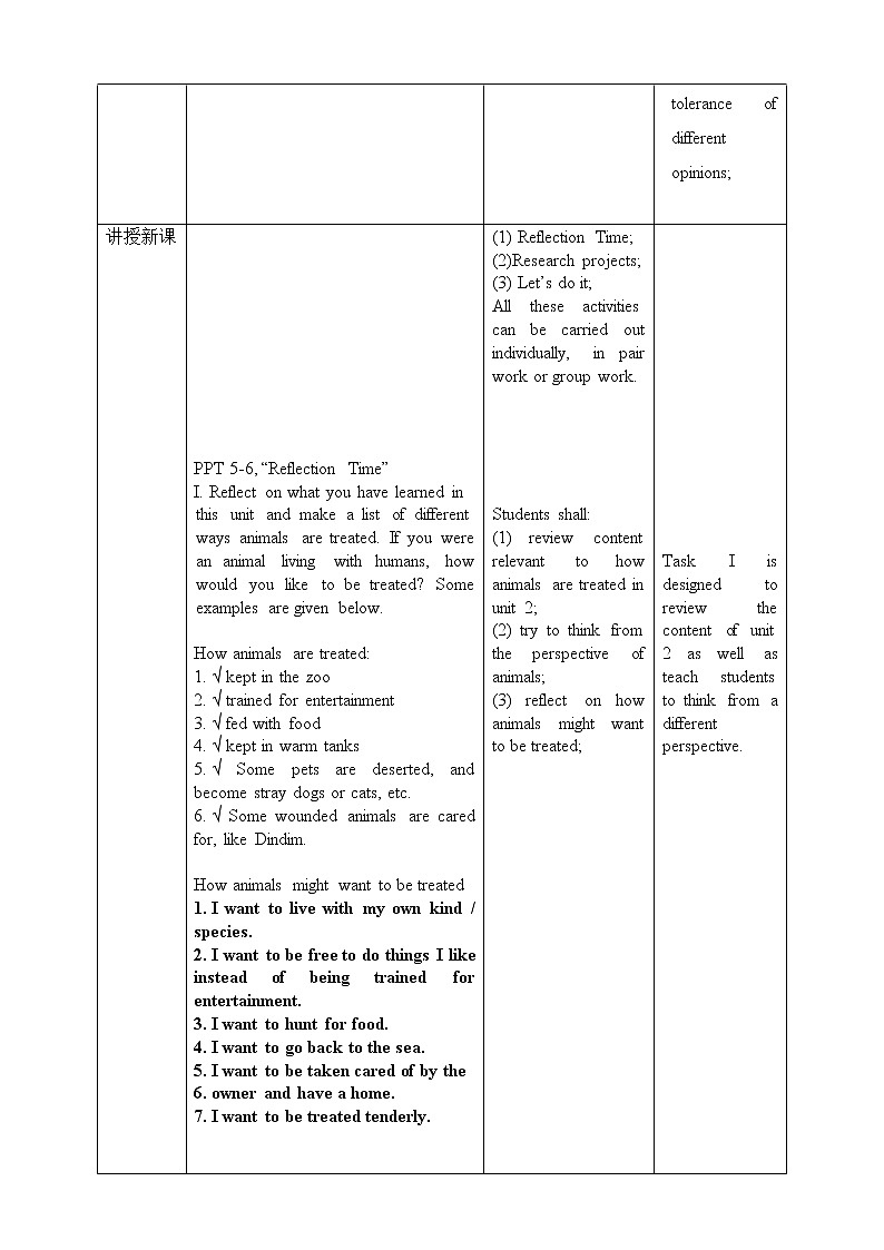 上外版2020高中英语必修二Unit 2 animals period 7教案02