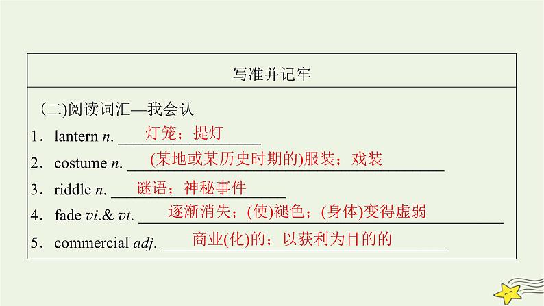 (新高考)2023版高考英语一轮总复习 Unit 1 festivals and celebrations课件 新人教版必修第三册07