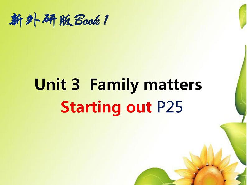 外研版(2019) 必修第一册Unit 3 Family matters Starting out P25 PPT(共13张)第1页