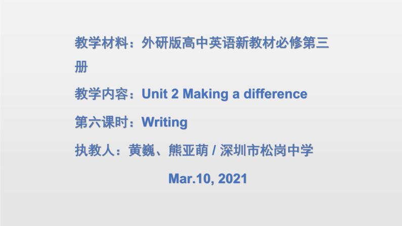 高中英语 外研版—B3 Unit2 Making a difference 第6课时—Writing课件02