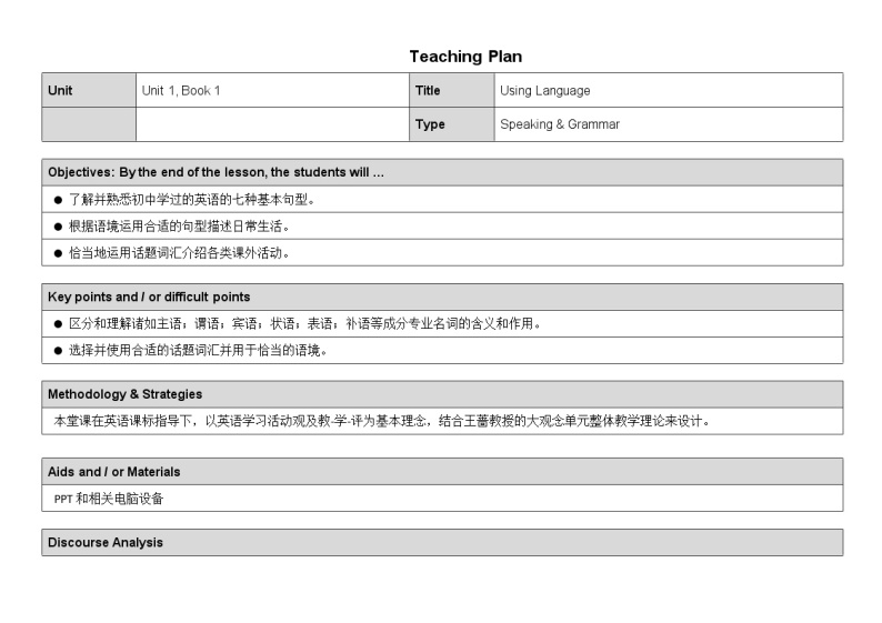 新外研英语必修一U1 课时3 Using language PPT课件+教案01