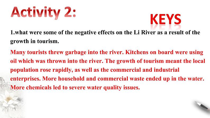 高中英语选择性必修三 Unit 3 Environmental protection Period 5 Using language(2) Reading for writing 课件 -2020-2021学年07