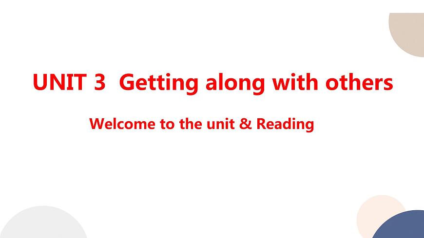 譯林牛津版高中英語必修第一冊 UNIT 3 Welcome to the unit & Reading（共88頁）課件PPT第1頁