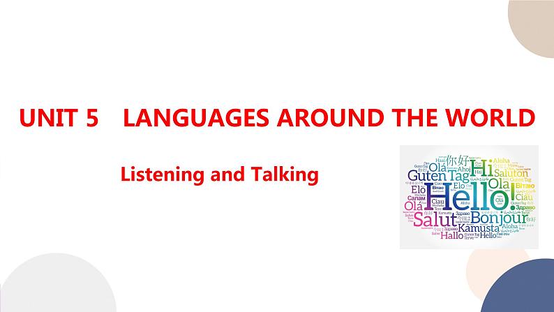 人教版高中英语必修第一册 UNIT 5 Listening and Talking 课件PPT01