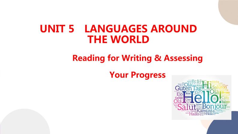 人教版高中英语必修第一册 UNIT 5 Reading for Writing & Assessing Your Progress  课件PPT01