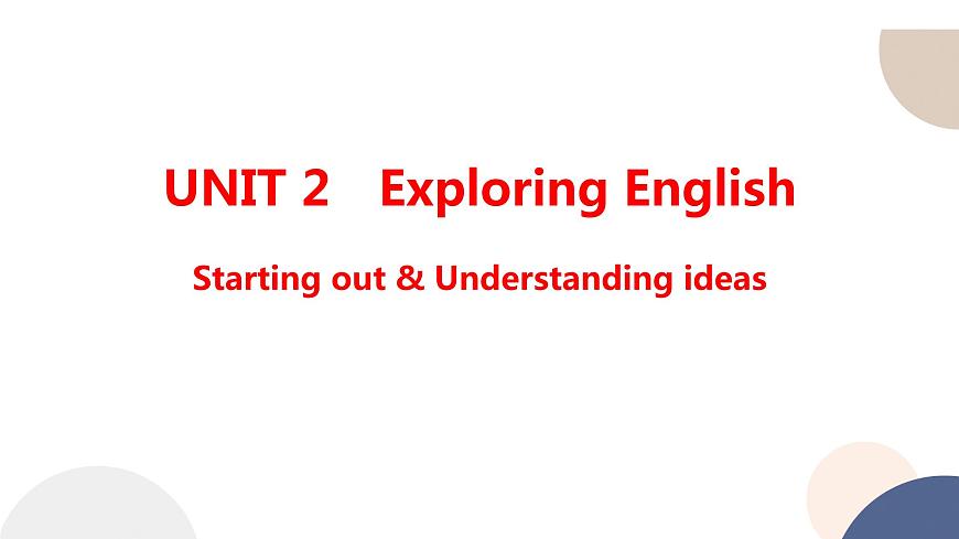 外研版高中英語 必修第一冊 UNIT 2 Starting out & Understanding ideas（課件PPT）第1頁