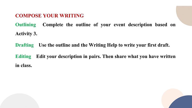 北师大版高中英语必修第一册 UNIT 3 WRITING WORKSHOP & VIEWING WORKSHOP(课件PPT)07