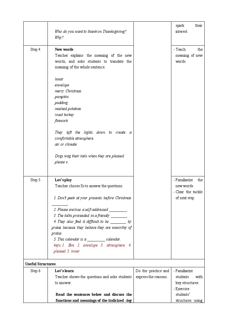 高中英语必修三  Unit 1 Festivals and Celebrations Period 3 Discovering Useful Structures教案02
